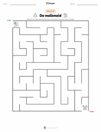 Het Melkmeisje afdrukbare werkblad voorbeeld