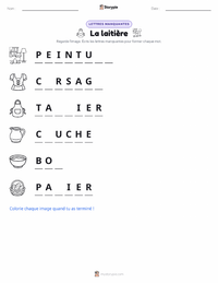 Aperçu de la feuille de travail imprimable La Laitière