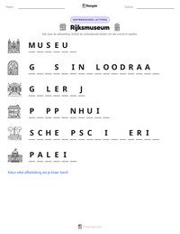 Rijksmuseum afdrukbare werkblad voorbeeld