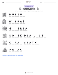 Podgląd drukowalnego arkusza ćwiczeń Rijksmuseum