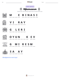 Rijksmuseum yazdırılabilir çalışma sayfası önizlemesi