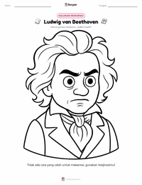 Halaman mewarnai Ludwig van Beethoven untuk anak-anak