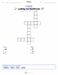 Ludwig van Beethoven printable worksheet preview