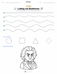 Prévia da folha de atividades imprimível Ludwig van Beethoven