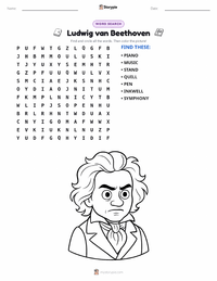 Ludwig van Beethoven printable worksheet preview