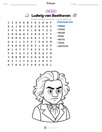 Prabaca lembar kerja cetak Ludwig van Beethoven