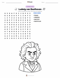Ludwig van Beethoven afdrukbare werkblad voorbeeld