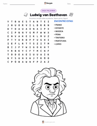 Prévia da folha de atividades imprimível Ludwig van Beethoven