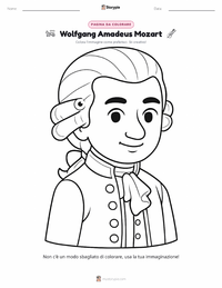 Pagina da colorare di Wolfgang Amadeus Mozart per bambini