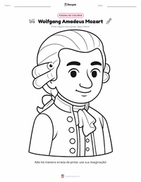 Página de colorir Wolfgang Amadeus Mozart para crianças