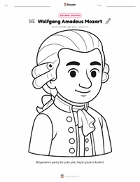 Wolfgang Amadeus Mozart çocuklar için boyama sayfası