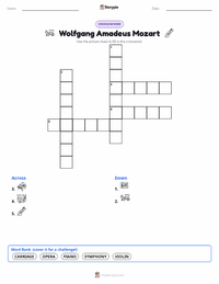 Wolfgang Amadeus Mozart printable worksheet preview