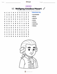 Prabaca lembar kerja cetak Wolfgang Amadeus Mozart