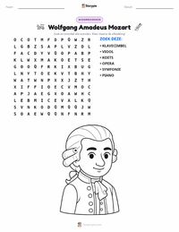 Wolfgang Amadeus Mozart afdrukbare werkblad voorbeeld