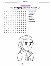 Podgląd drukowalnego arkusza ćwiczeń Wolfgang Amadeus Mozart