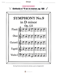 Vista previa de la hoja de trabajo imprimible de Sinfonía n.º 9 en re menor, op. 125
