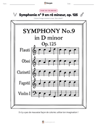 Aperçu de la feuille de travail imprimable Symphonie n° 9 en ré mineur, op. 125