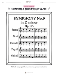 Prabaca lembar kerja cetak Simfoni No. 9 dalam D minor, Op. 125
