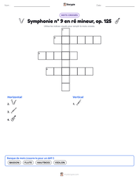 Aperçu de la feuille de travail imprimable Symphonie n° 9 en ré mineur, op. 125