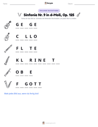 Sinfonie Nr. 9 in d-Moll, Op. 125 druckbare Arbeitsblatt Vorschau
