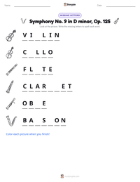 Symphony No. 9 in D minor, Op. 125 printable worksheet preview