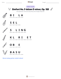 Prabaca lembar kerja cetak Simfoni No. 9 dalam D minor, Op. 125