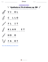 Symfonie nr. 9 in d-mineur, op. 125 afdrukbare werkblad voorbeeld