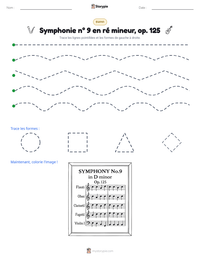 Aperçu de la feuille de travail imprimable Symphonie n° 9 en ré mineur, op. 125