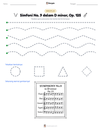 Prabaca lembar kerja cetak Simfoni No. 9 dalam D minor, Op. 125