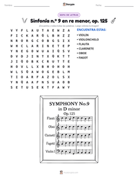 Vista previa de la hoja de trabajo imprimible de Sinfonía n.º 9 en re menor, op. 125
