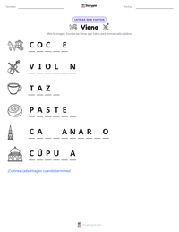 Vista previa de la hoja de trabajo imprimible de Viena