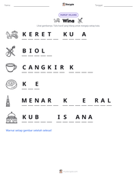 Prabaca lembar kerja cetak Wina