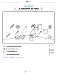 Aperçu de la feuille de travail imprimable La Naissance de Vénus