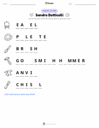 Sandro Botticelli printable worksheet preview