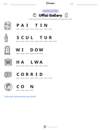 Uffizi Gallery printable worksheet preview