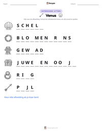 Venus afdrukbare werkblad voorbeeld