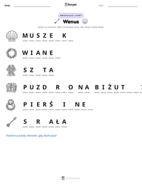 Podgląd drukowalnego arkusza ćwiczeń Wenus