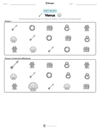 Venus printable worksheet preview