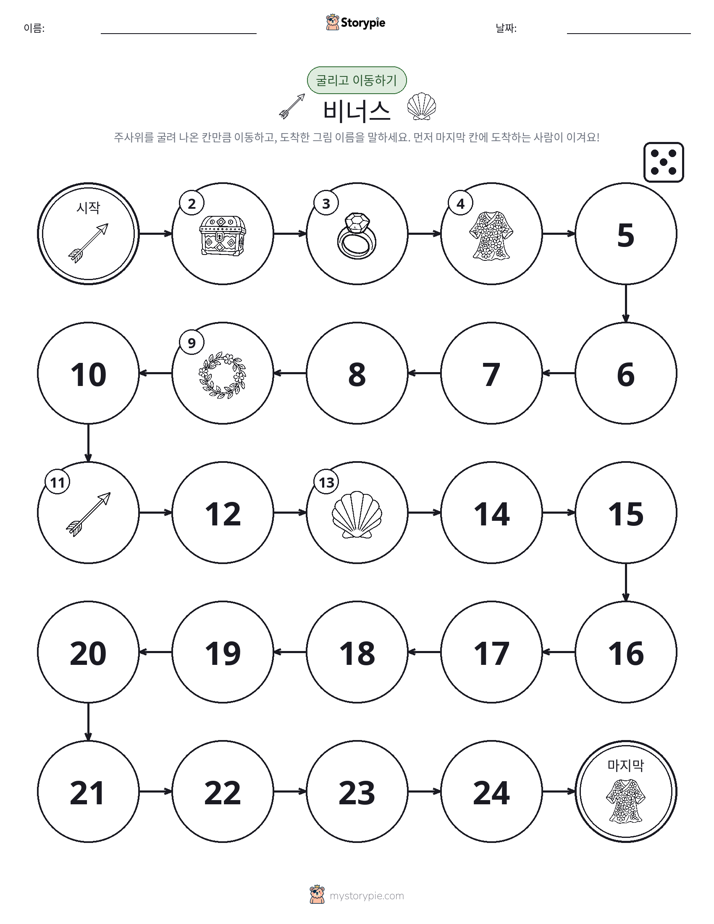 주사위 굴리고 이동하기 게임