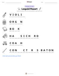 Leopold Mozart printable worksheet preview