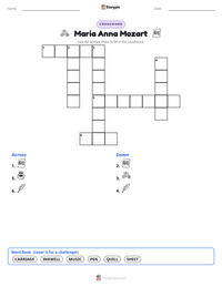 Maria Anna Mozart printable worksheet preview