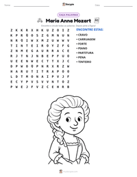 Prévia da folha de atividades imprimível Maria Anna Mozart