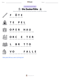 Die Zauberflöte druckbare Arbeitsblatt Vorschau