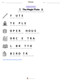 The Magic Flute printable worksheet preview