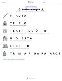 Vista previa de la hoja de trabajo imprimible de La flauta mágica