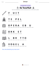 De Toverfluit afdrukbare werkblad voorbeeld