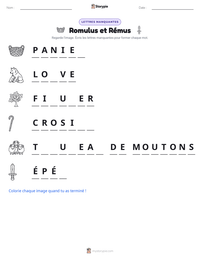 Aperçu de la feuille de travail imprimable Romulus et Rémus