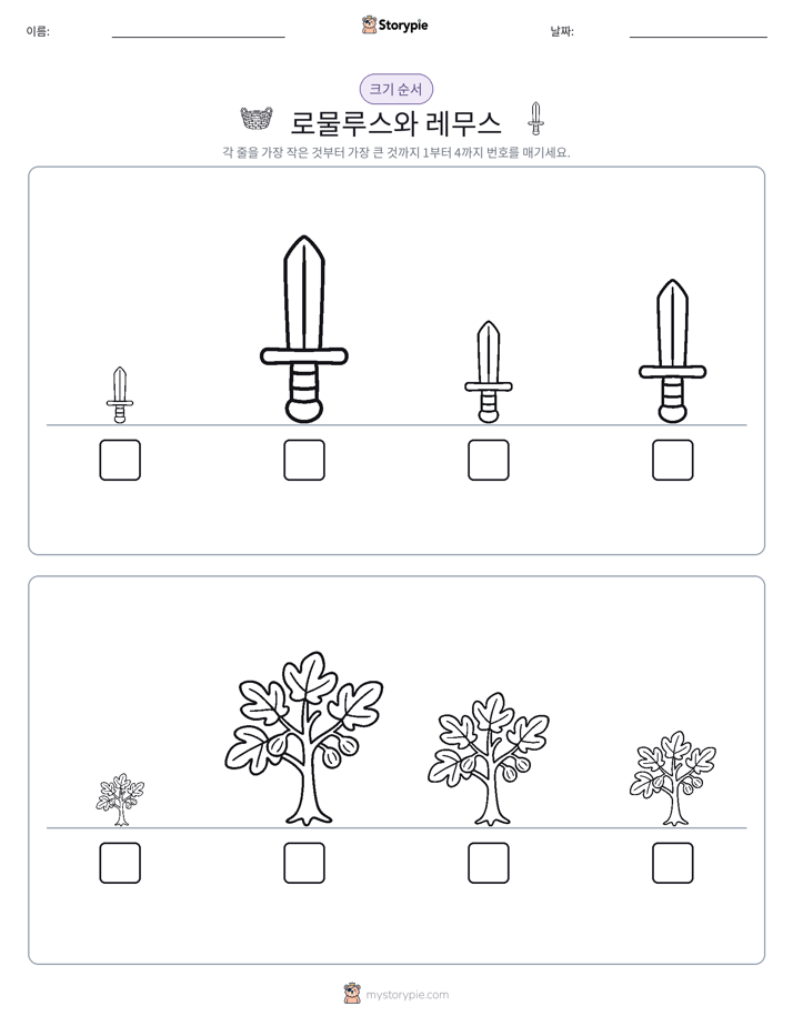 크기 순서