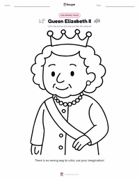 Queen Elizabeth II coloring page for kids