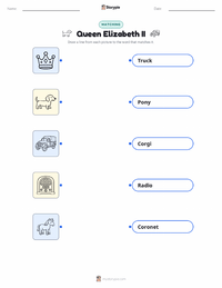 Queen Elizabeth II printable worksheet for kids